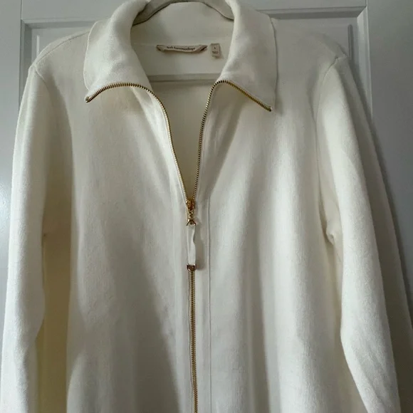 Soft Surroundings Elegant Creamy White Zip-Up Sweater. - Picture 4 of 8